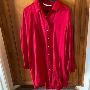 Zara Oversized Long Red Shirt